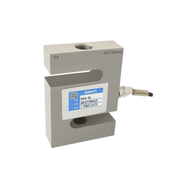 Celda de carga tipo S Mavin NS4 de acero aleado para sistemas de pesaje industrial.