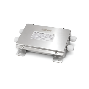 Caja sumadora de 4 canales MAVIN en acero inoxidable.