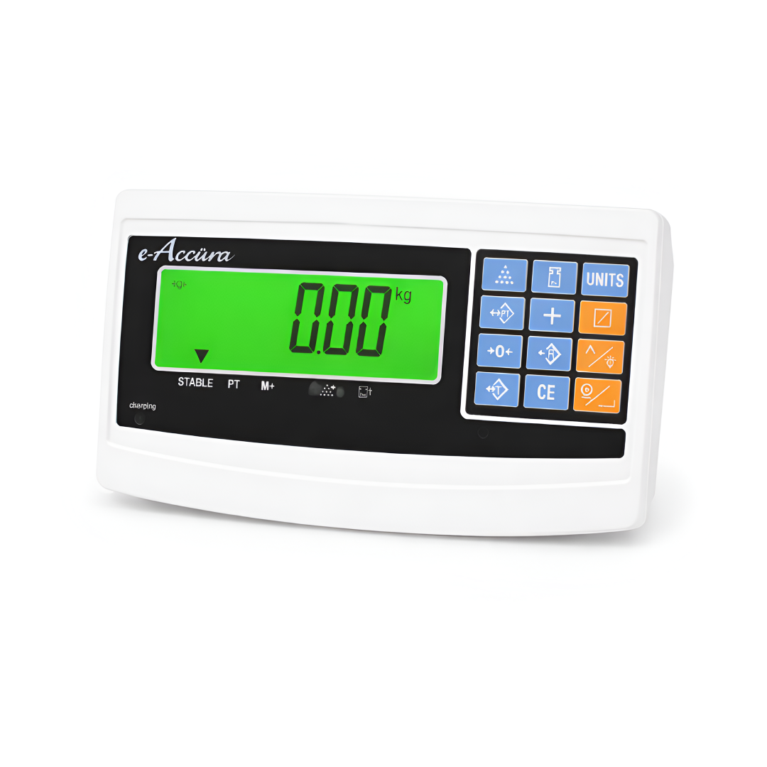 SB53 Indicador de peso de plástico ABS E-Accura SB53. Fabricado en plástico ABS y con pantalla LCD verde brillante. Ideal para el montaje de balanzas de piso y uniceldas.