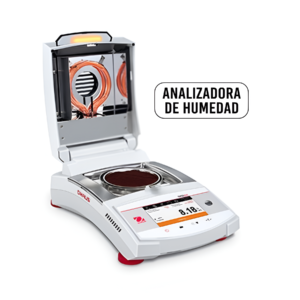 Analizador de humedad OHAUS MB92 con calentamiento halógeno, ideal para control de calidad en alimentos, químicos y productos agrícolas.
