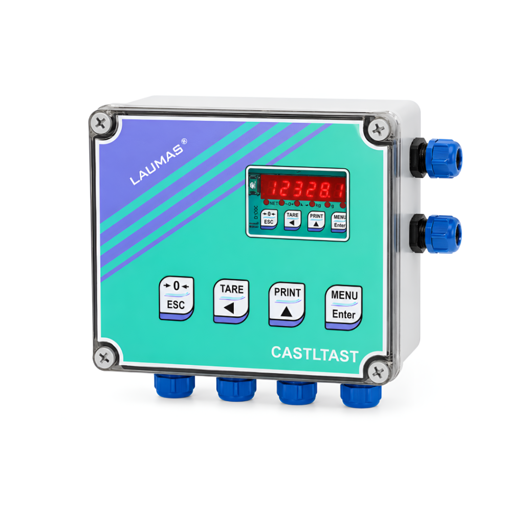Transmisor de peso Laumas TLS con caja CATLAST para resistir zonas húmedas.